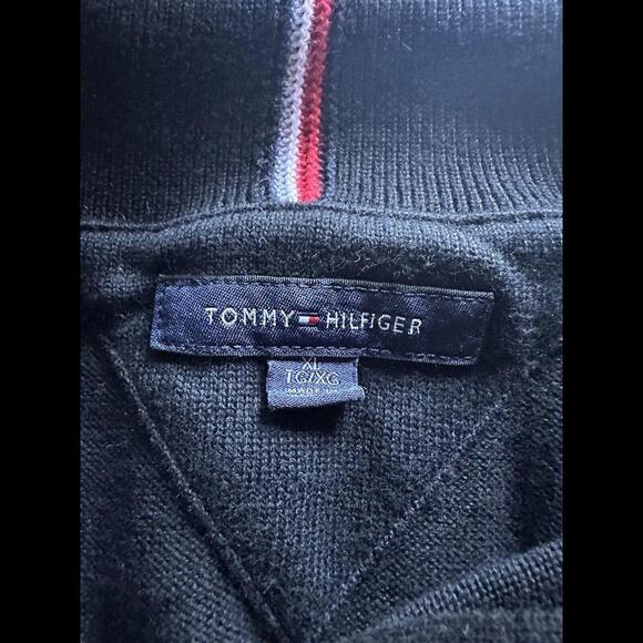 Tommy Hilfiger 1/4 Zip Sweater Men's XL Black Pullover Long Sleeve Cotton - Picture 4 of 5